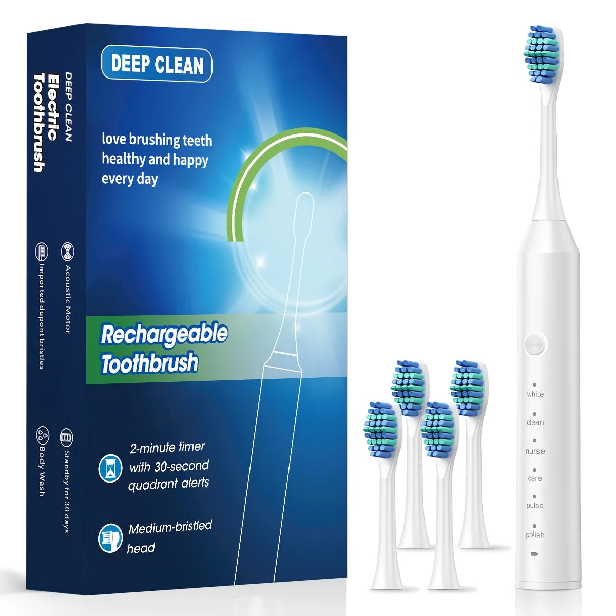 New 2025 Sonic Electric Toothbrush Adult Timer Brush 6 Mode USB Charger Rechargeable Tooth Brushes Replacement Heads Set