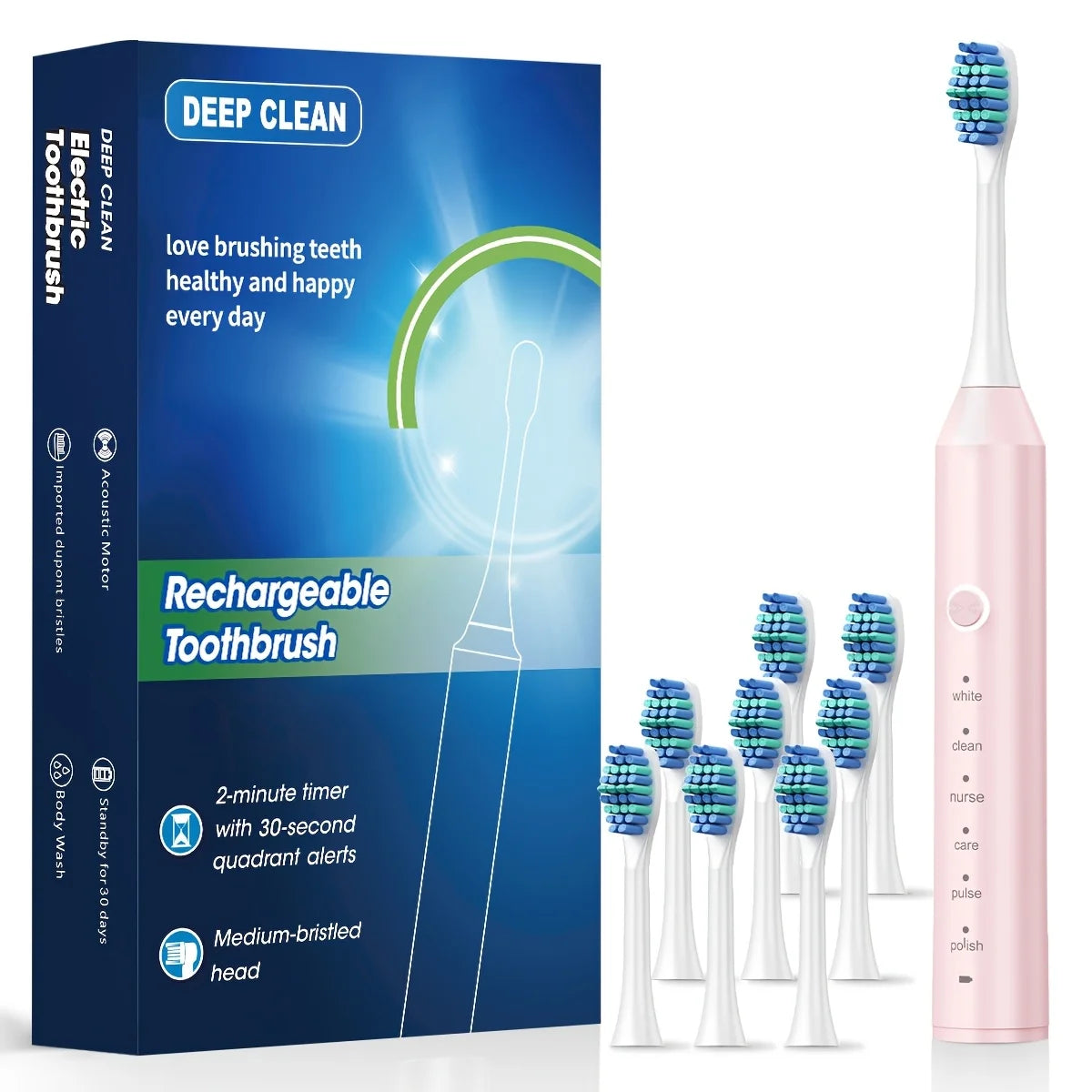 New 2025 Sonic Electric Toothbrush Adult Timer Brush 6 Mode USB Charger Rechargeable Tooth Brushes Replacement Heads Set