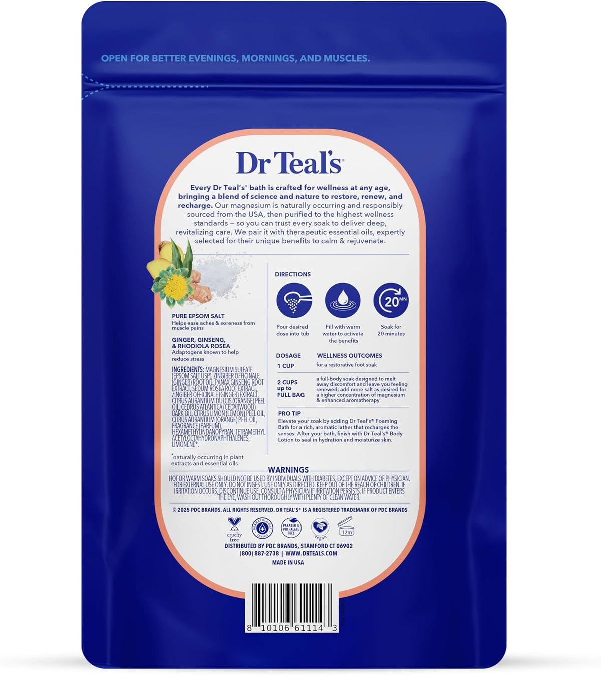 Epsom Salt Magnesium Soak, Stress Relief with Essential Oils, 3 Lbs