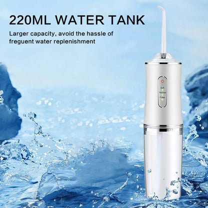 4-Pack Electric Water Flosser with Smart Chip, Portable Oral Irrigator with Detachable Water Tank, USB My Smile Portable Water Floss White