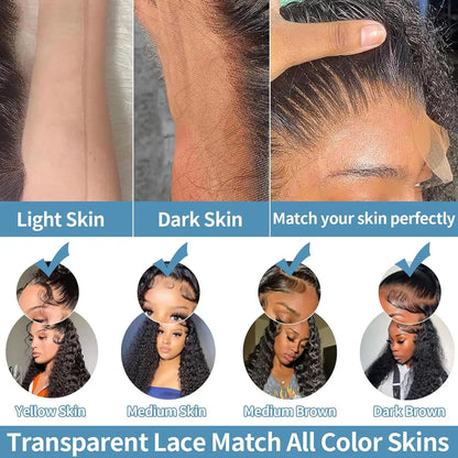 13X4 Deep Wave Lace Front Wigs Transparent Human Hair Wigs for Women Deep Curly Human Hair 13X4 Lace Frontal Wig Human Hair