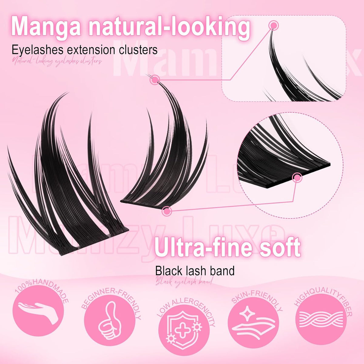 Manga Lash Clusters Wispy 10-16MM Spiky Eyelash Clusters CC Curly Natural Cluster Eyelash Extensions DIY Versatile Anime Eye Lashes Clusters Extension
