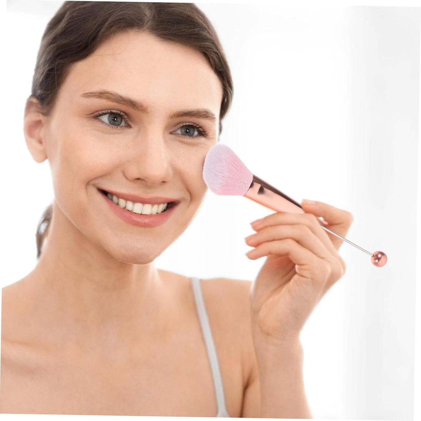 1Set Handle Beaded Makeup Brush Set Soft Bristles for Blush and Powder Application for Women and Girls Travel Cosmetics