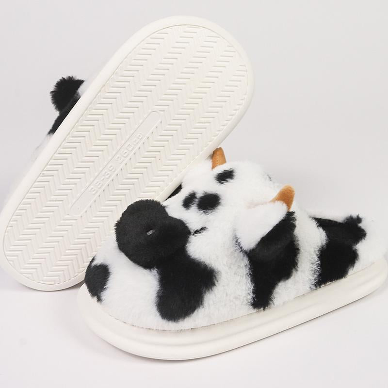 Cartoon Cow Cotton Slippers Winter Indoor Outdoor Slippers for Women