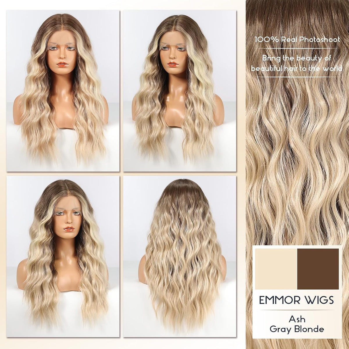 Long Ombre Blonde Lace Front Wig for Women,25 Inch Natural Wavy Daily Hair Synthetic Lace Wigs Middle Part,Hand Tied/Longlife/Lightweight