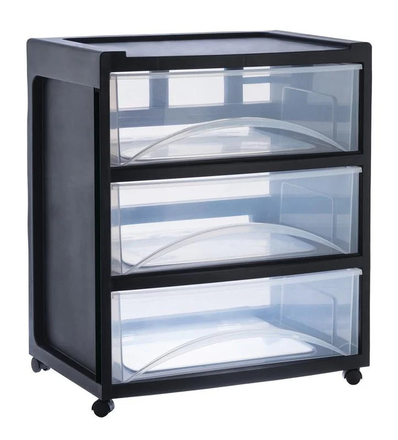 3 Drawer Wide Storage Cart, Gray