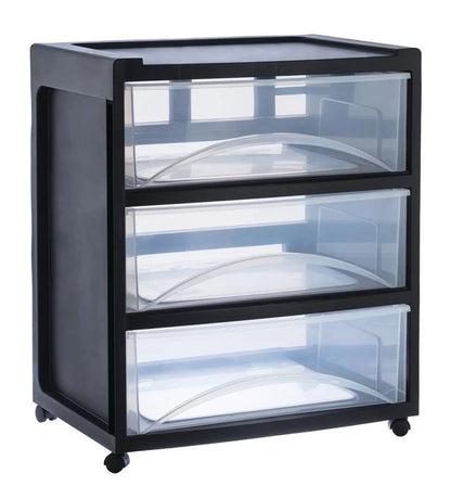 3 Drawer Wide Storage Cart, Gray