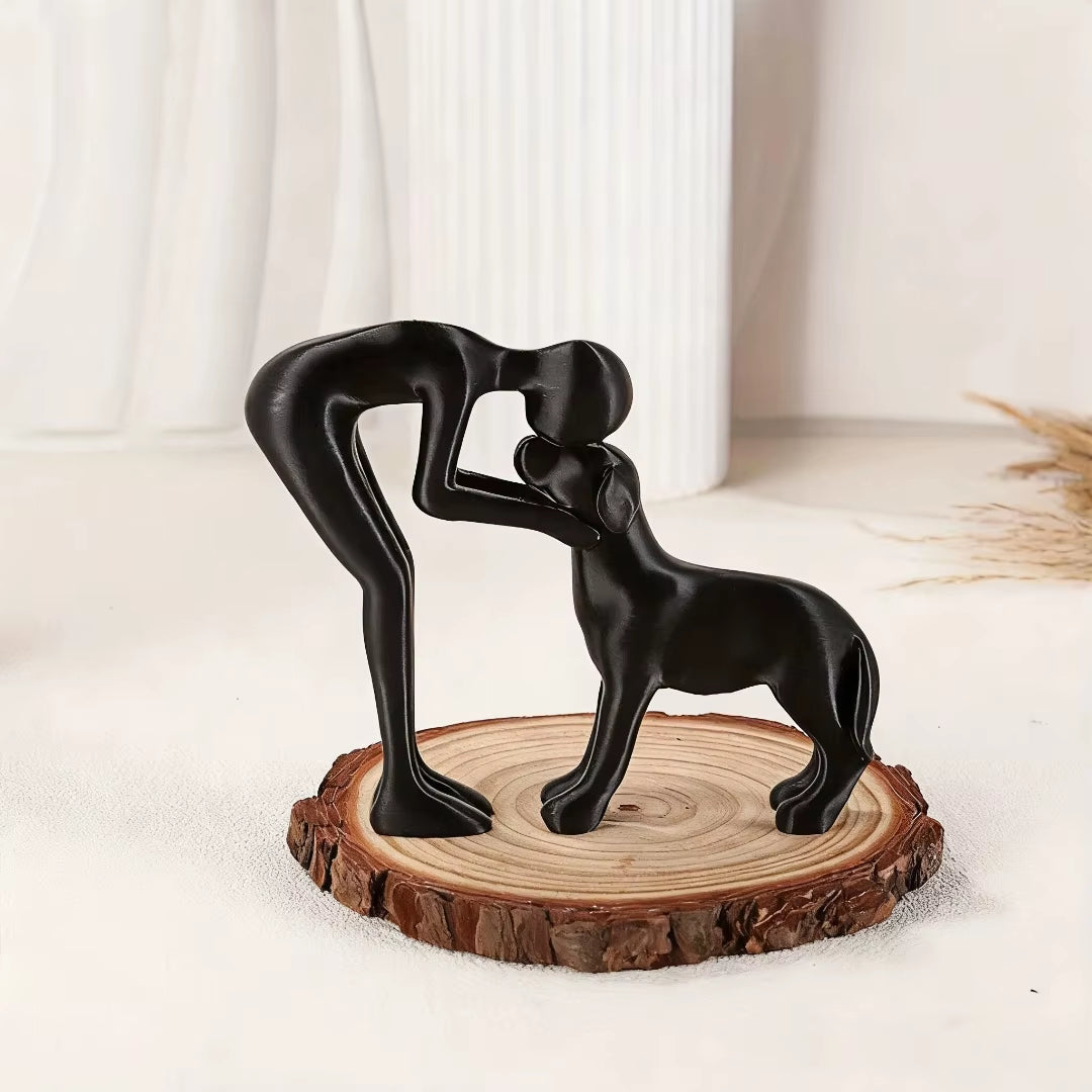 Abstract Art Companionship! Interactive Human and Pet Figurines for Home and Office Decor.