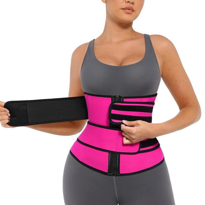 Feelingirl #Live Women Sauna Workout Double Belts Neoprene Sports Waist Belt Corset Waist Cincher Zipper Trimmer Womenswear Dealsforyoudays