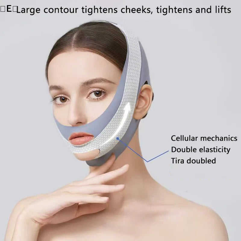 〔E〕Face-Lift with Sleep Face V Shape Facial Slimming Bandage Relaxation Shape Lift Reduce Double Chin Face Thinning Band Massage