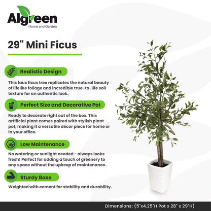 29 In. Artificial Mini Ficus (5 In. X 4.2 In. H Pot; 28 In. X 29 In. H)