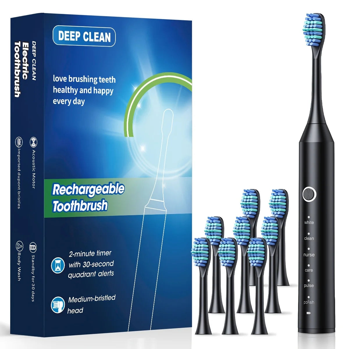 New 2025 Sonic Electric Toothbrush Adult Timer Brush 6 Mode USB Charger Rechargeable Tooth Brushes Replacement Heads Set