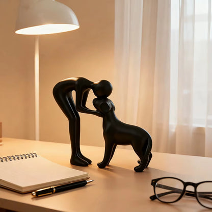 Abstract Art Companionship! Interactive Human and Pet Figurines for Home and Office Decor.