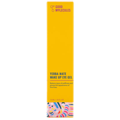 Yerba Mate Wake up Eye Gel, Hydrating under Eye Gel Cream with Hyaluronic Acid and Caffeine, Target Dark Circles and Puffiness, Skin Care for Face, 0.5 Fl Oz