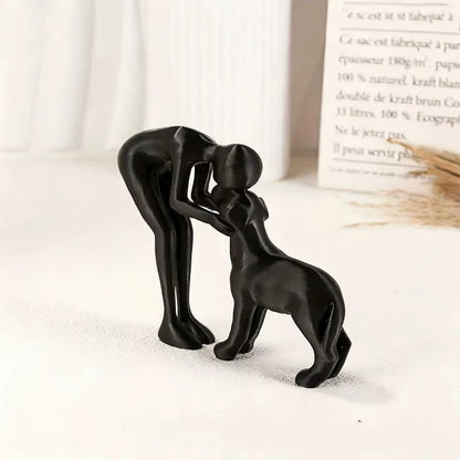 Abstract Art Companionship! Interactive Human and Pet Figurines for Home and Office Decor.