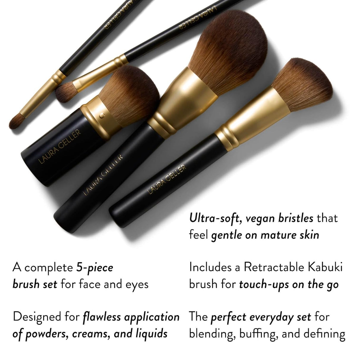 LAURA GELLER Makeup Brushes - Cruelty-Free - 05 Full Face Brush Set 5Pc