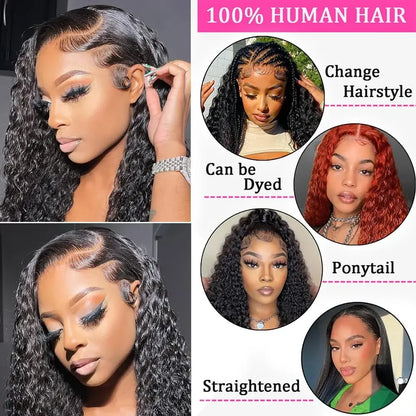 13X4 Deep Wave Lace Front Wigs Transparent Human Hair Wigs for Women Deep Curly Human Hair 13X4 Lace Frontal Wig Human Hair