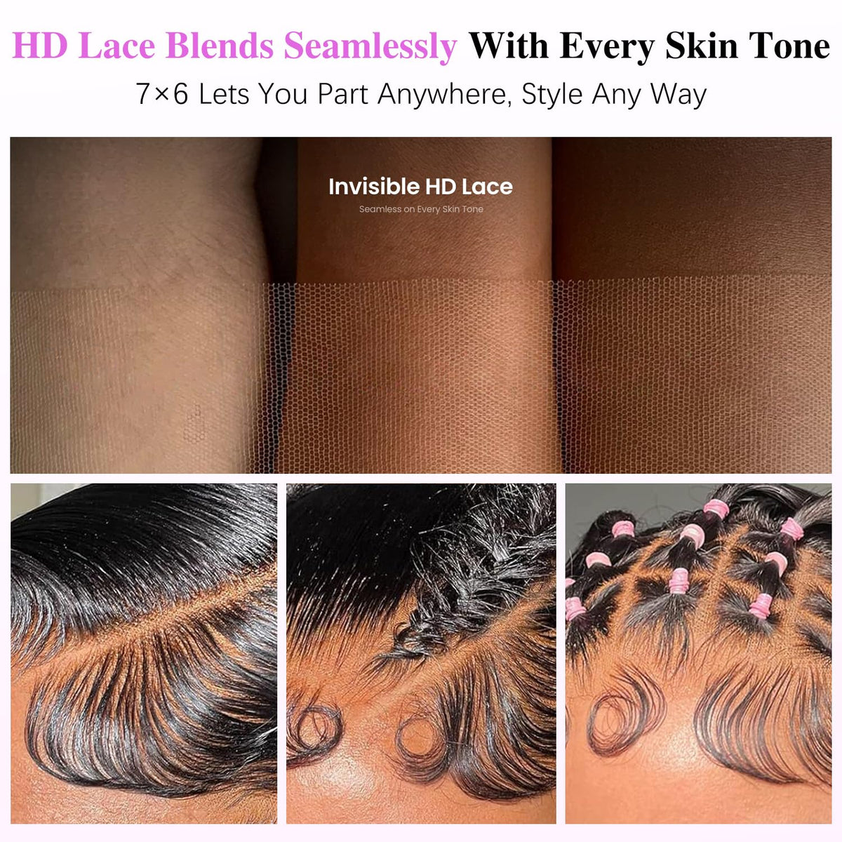 7X6 Burmese Curly Glueless Wigs Human Hair Pre Plucked Pre Cut 250% Density Drawstring Wig for Black Women 7X6 HD Lace Front Wigs Human Hair Glueless Wear and Go Natural Color 24 Inch