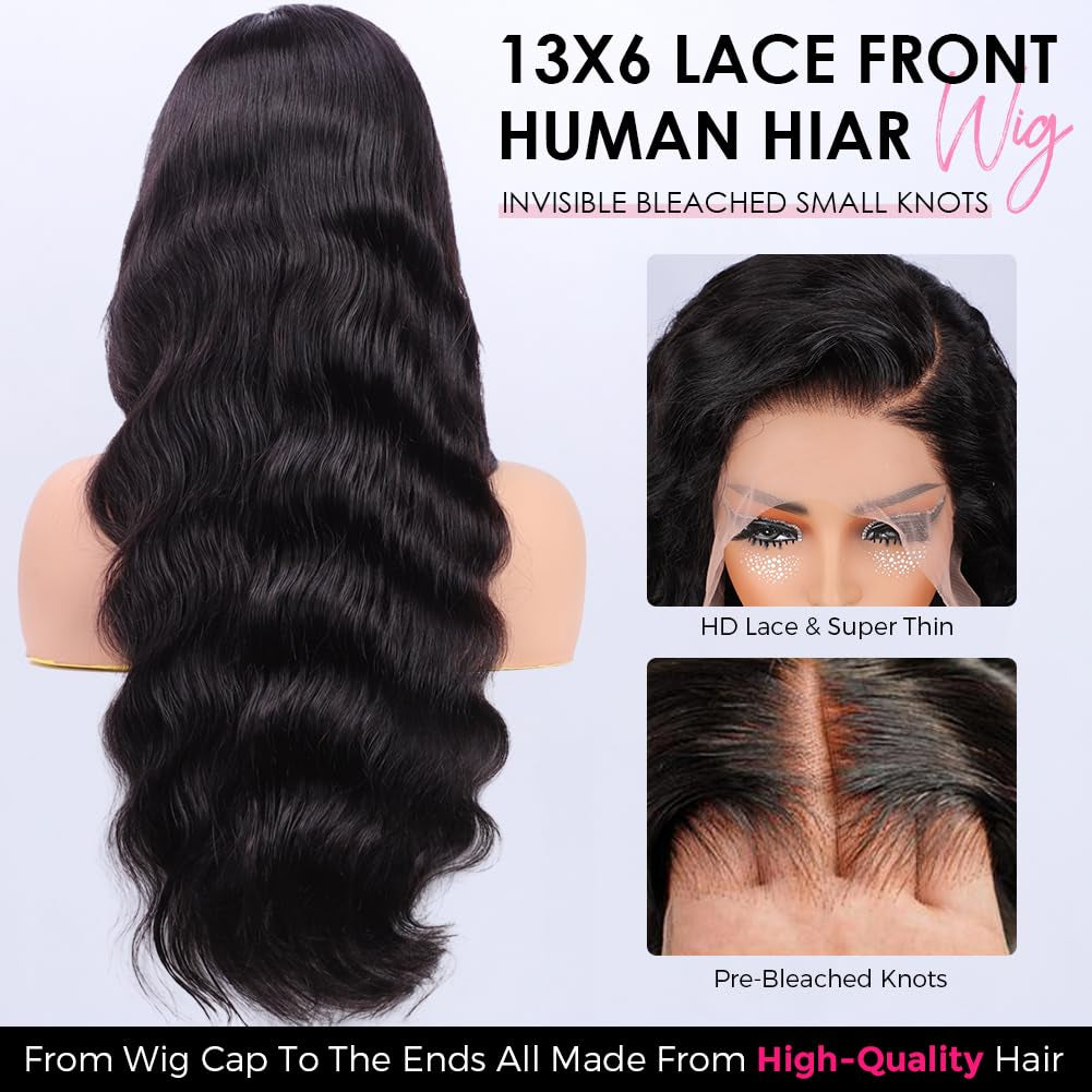 13X6 Body Wave Lace Front Wigs Human Hair Pre Plucked Pre Bleached