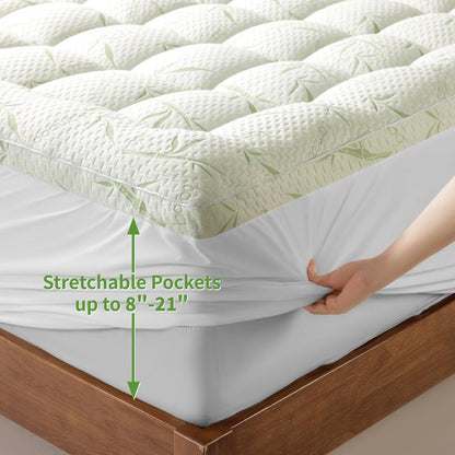 Shilucheng Mattress Topper - Extra Thick Soft Mattress Protector down Alternative Fill, Mattress Pad Cover Cotton Top with 8-21" Deep Pocket, Machine Washable and Comfortable