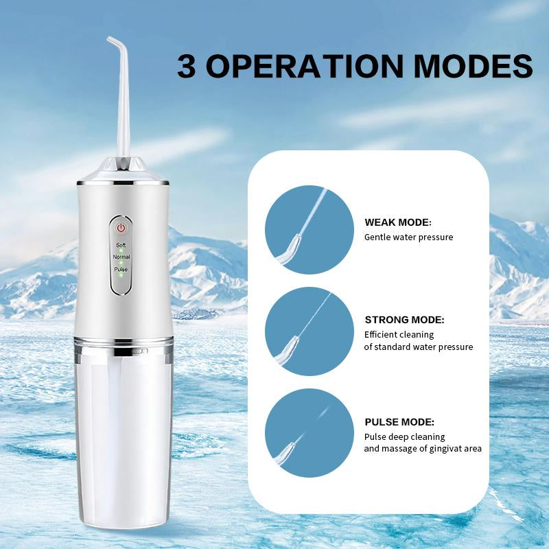 4-Pack Electric Water Flosser with Smart Chip, Portable Oral Irrigator with Detachable Water Tank, USB My Smile Portable Water Floss White