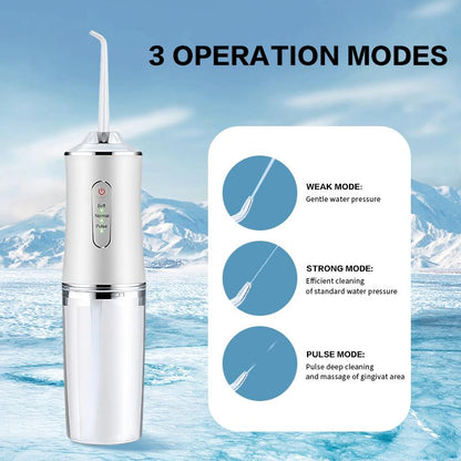 4-Pack Electric Water Flosser with Smart Chip, Portable Oral Irrigator with Detachable Water Tank, USB My Smile Portable Water Floss White