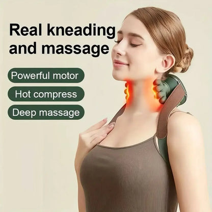 New Rechargeable Portable 5-Finger Human-Like Neck & Shoulder Massager with Heat for Trapezius & Cervical Spine Relaxation