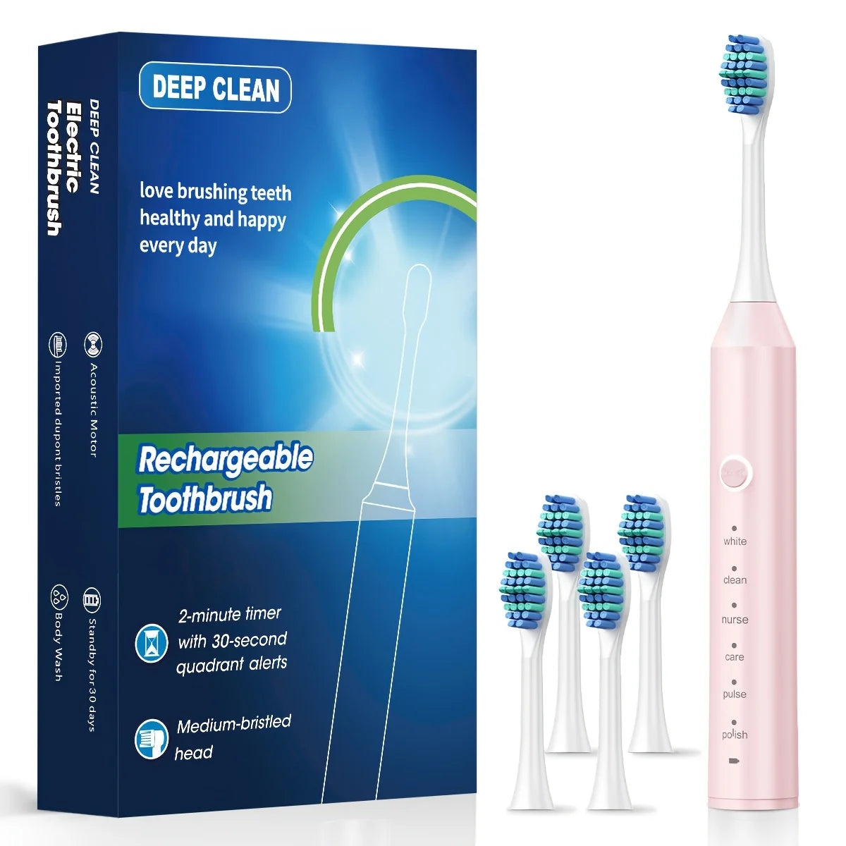 New 2025 Sonic Electric Toothbrush Adult Timer Brush 6 Mode USB Charger Rechargeable Tooth Brushes Replacement Heads Set