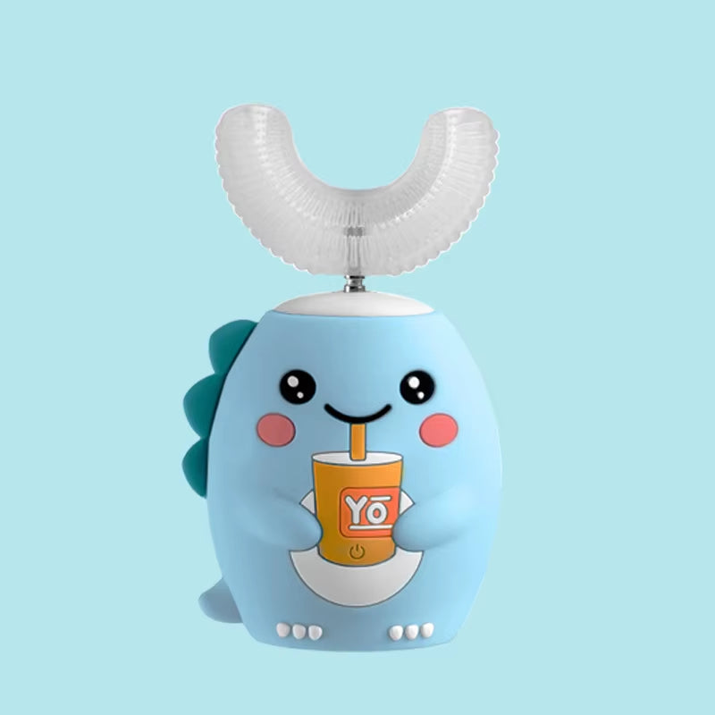 U Shaped Children Sonic Electric Toothbrush for Kids Adults 360° Automatic Smart Silicone Tooth Brushes Rechargeable Blue Light