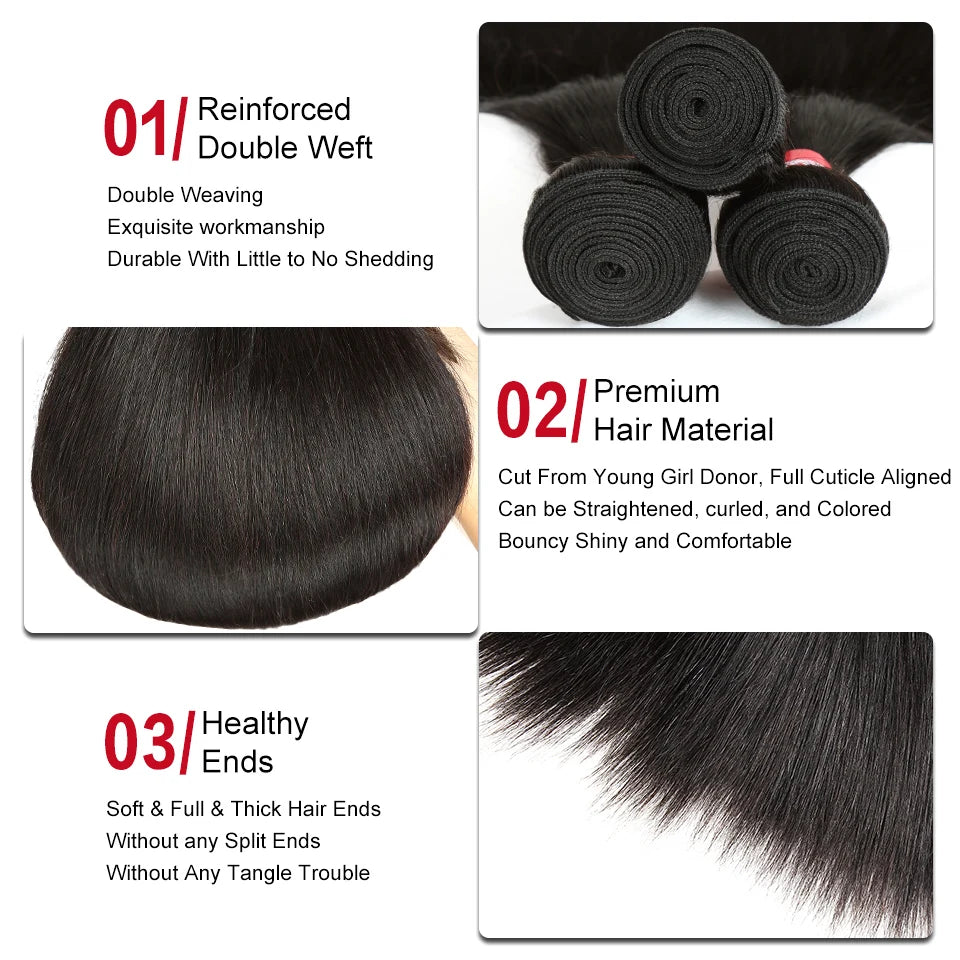 Malaysia Straight Human Hair Bundles 1/3/4 Pcs Hair Bundles Remy Bundles Human Hair Bone Straight Human Hair Extension