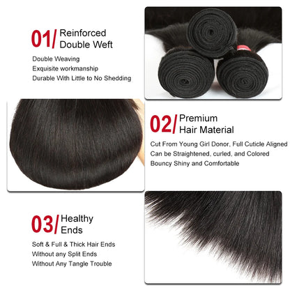 Malaysia Straight Human Hair Bundles 1/3/4 Pcs Hair Bundles Remy Bundles Human Hair Bone Straight Human Hair Extension