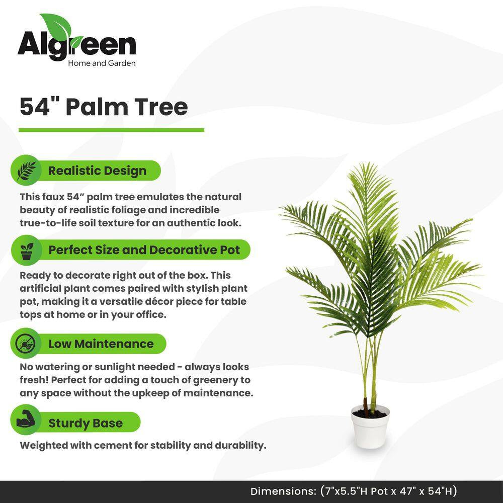 54 In. Artificial Palm Tree (7 In. X 5.5 In. H Pot; 47 In. X 54 In. H)
