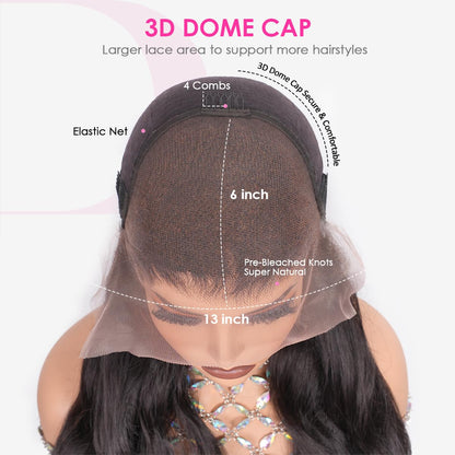 Luxurious 13X6 Body Wave Lace Front Wig - 100% Human Hair, Pre-Plucked with Bleached Knots for a Natural Look
