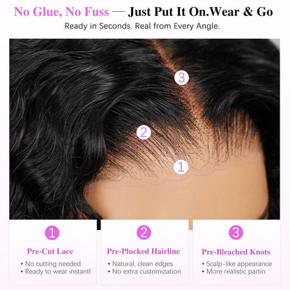 7X6 Burmese Curly Glueless Wigs Human Hair Pre Plucked Pre Cut 250% Density Drawstring Wig for Black Women 7X6 HD Lace Front Wigs Human Hair Glueless Wear and Go Natural Color 24 Inch