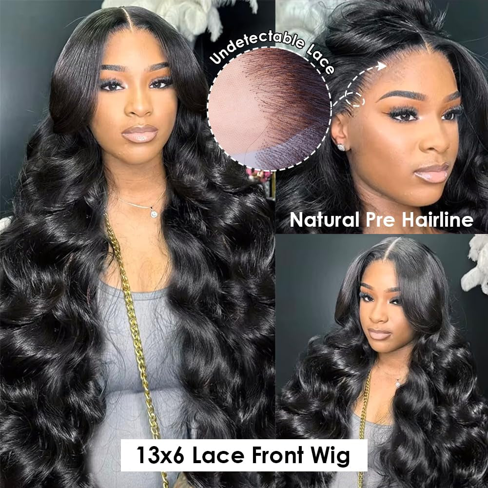 13X6 Body Wave Lace Front Wigs Human Hair Pre Plucked Pre Bleached