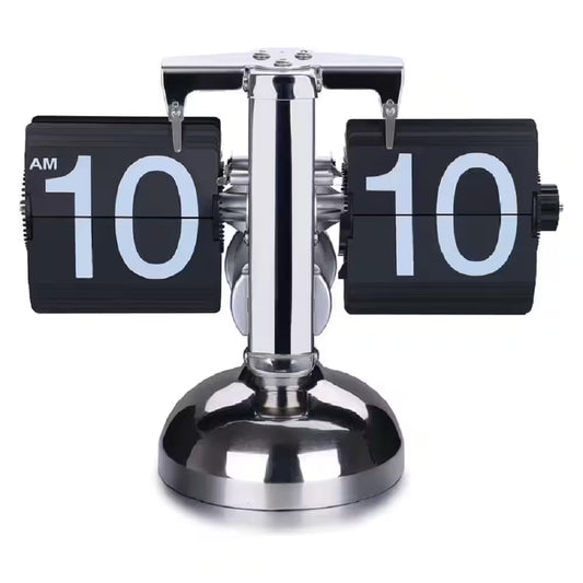 Retro Digital Flip down Clock-Battery Powered Internal Gear Operated Clock for Home and Office Decor, Black