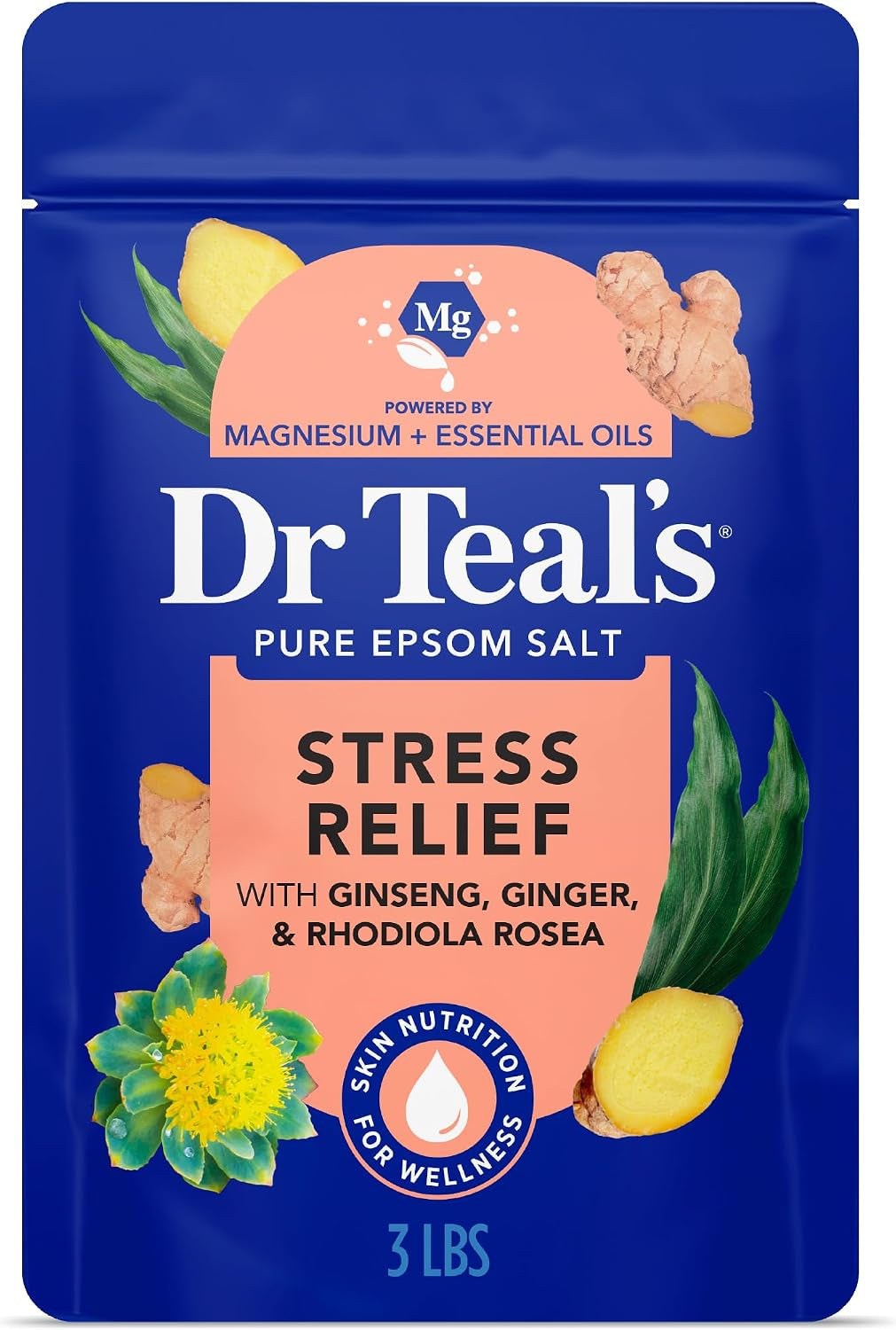 Epsom Salt Magnesium Soak, Stress Relief with Essential Oils, 3 Lbs