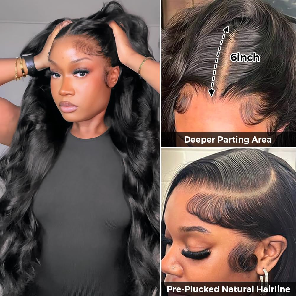 13X6 Body Wave Lace Front Wigs Human Hair Pre Plucked Pre Bleached