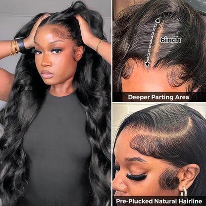 13X6 Body Wave Lace Front Wigs Human Hair Pre Plucked Pre Bleached