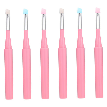 6Pcs Multi-Use Silicone Makeup Brushes Eyebrow Lip Eye Applicators for Daily Makeup Comfortable Handle Design for Professionals and Enthusiasts