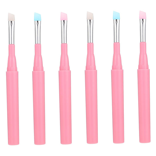6Pcs Multi-Use Silicone Makeup Brushes Eyebrow Lip Eye Applicators for Daily Makeup Comfortable Handle Design for Professionals and Enthusiasts