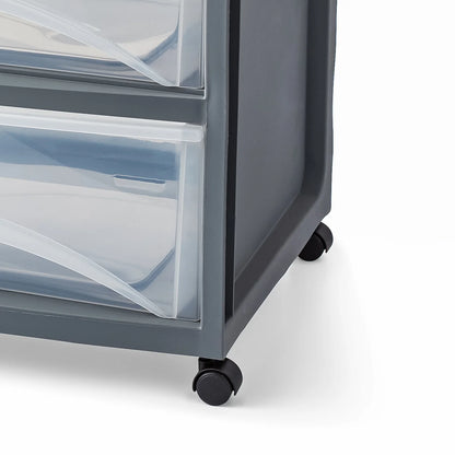 3 Drawer Wide Storage Cart, Gray