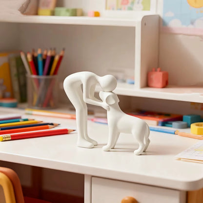 Abstract Art Companionship! Interactive Human and Pet Figurines for Home and Office Decor.