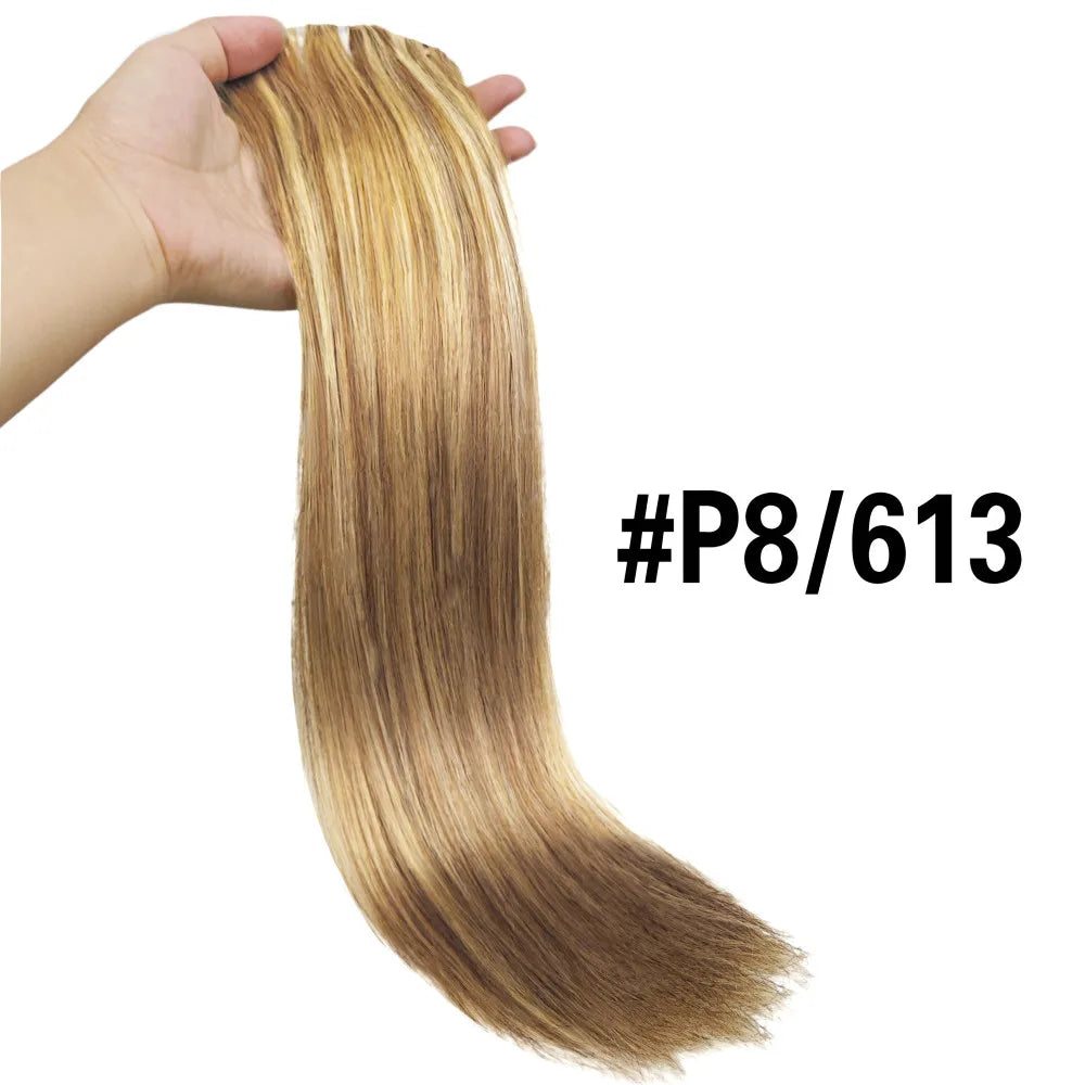Clip in Human Hair Extensions One Piece 5 Clips 100% Real Human Hair Straight Soft One Piece Natural Human Hair Extensions 120G