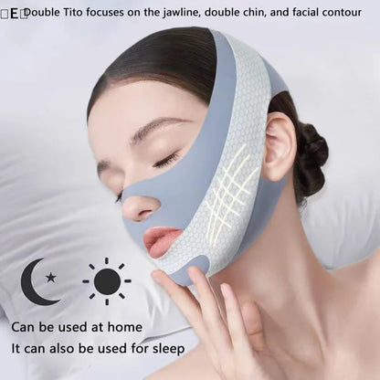 〔E〕Face-Lift with Sleep Face V Shape Facial Slimming Bandage Relaxation Shape Lift Reduce Double Chin Face Thinning Band Massage