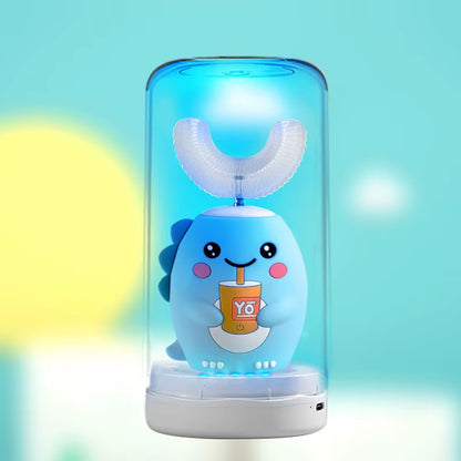 U Shaped Children Sonic Electric Toothbrush for Kids Adults 360° Automatic Smart Silicone Tooth Brushes Rechargeable Blue Light