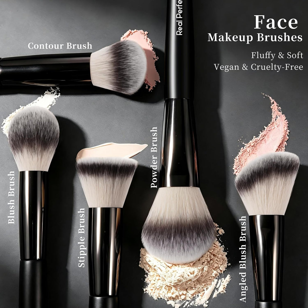 Makeup Brushes Set 14 Pcs with 1 Foldable Silicone Cleaner Bowl and 1 Powder Puff, Professional Foundation Eyeshadow Concealer Blush Powder Bronzer Make up Brushes Kit - Black