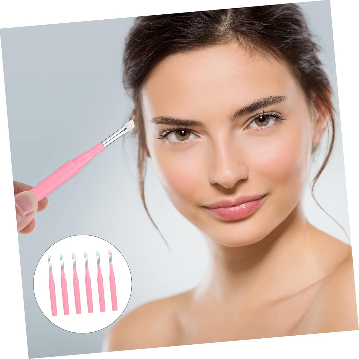 6Pcs Multi-Use Silicone Makeup Brushes Eyebrow Lip Eye Applicators for Daily Makeup Comfortable Handle Design for Professionals and Enthusiasts