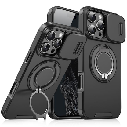 For Iphone 17 16 15 14 13 12 Pro Max with Camera Protector Case, 360 Rotated Ring Kickstand Holder Military Grade Shockproof Protective Cover
