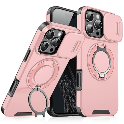 For Iphone 17 16 15 14 13 12 Pro Max with Camera Protector Case, 360 Rotated Ring Kickstand Holder Military Grade Shockproof Protective Cover